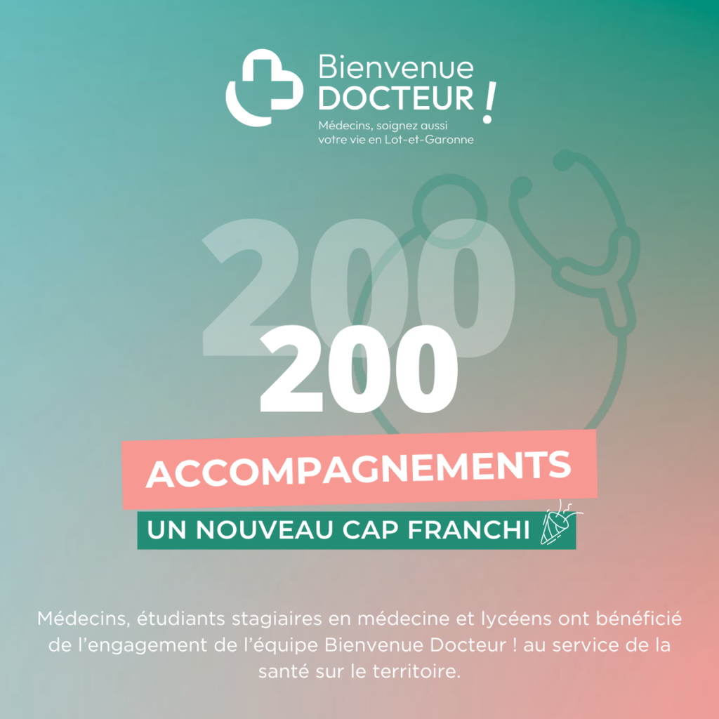 Post du cap des 200 accompagnements effectués par Bienvenue Docteur